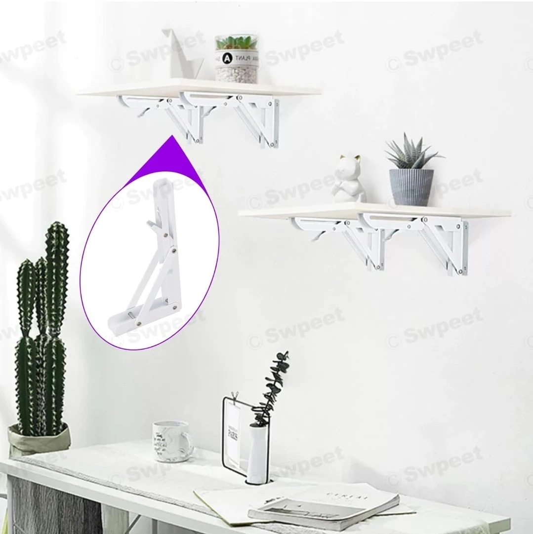 2 Pack 20" Folding Shelf Brackets - White - photo 2