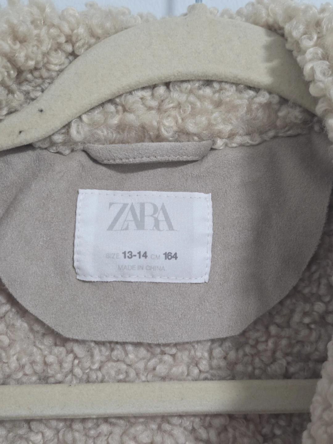 Zara Beige Faux Suede Sherpa Lined Coat - Size 13-14 - photo 3