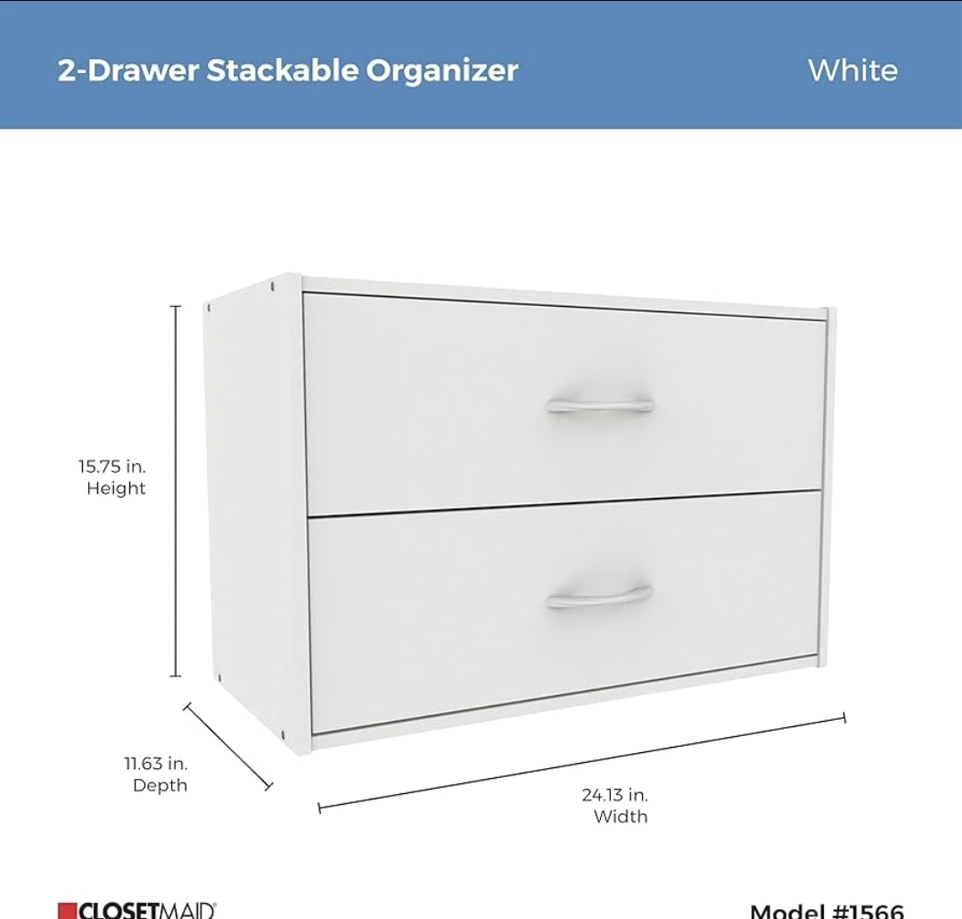 ClosetMaid 2-Drawer Stackable Organizer - White