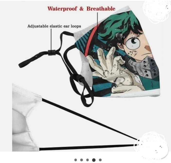 NEW!   3 My Hero Academia Deku Anime Face Mask with Filters - photo 3