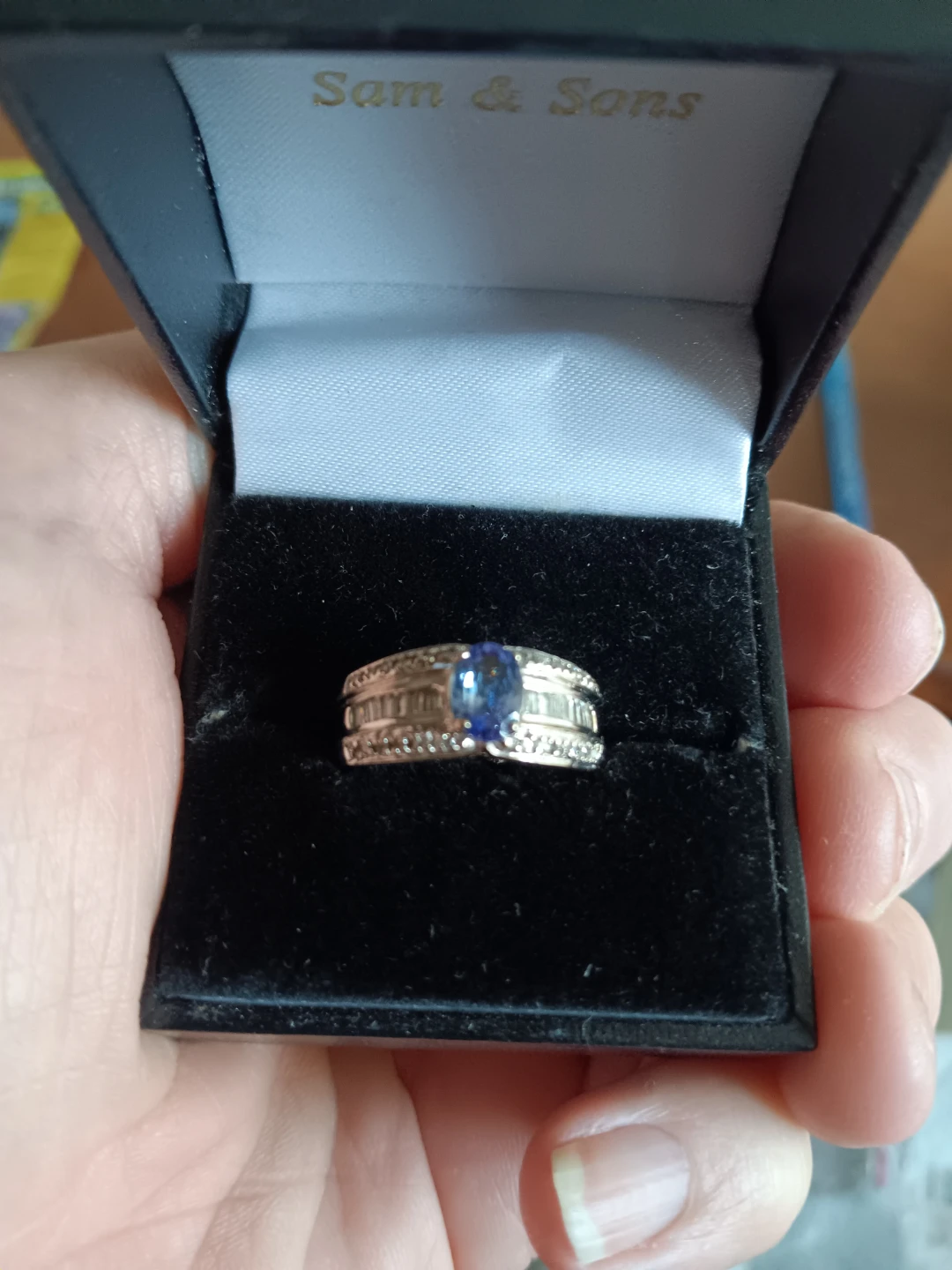 Oval Blue Gemstone and Diamond Ring - photo 2