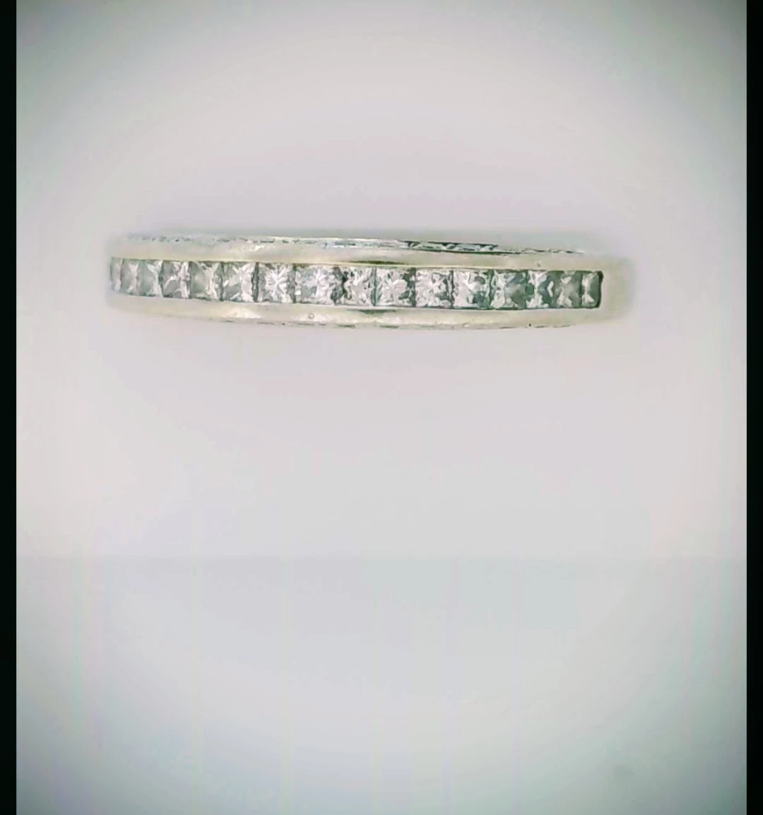 Stunning 14K White Gold Natural Diamond Half Eternity Band