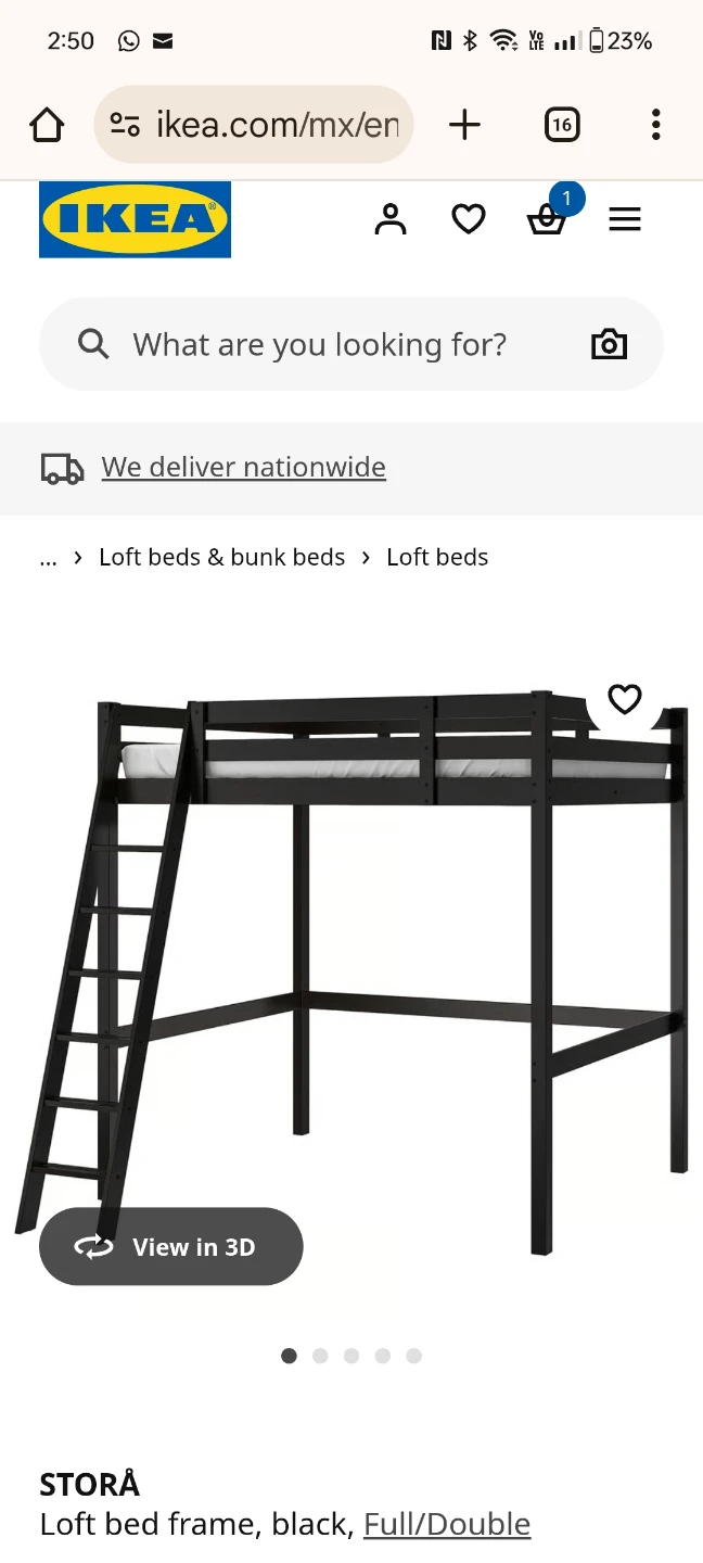 IKEA STORÅ Loft Bed Frame, Black, Full/Double