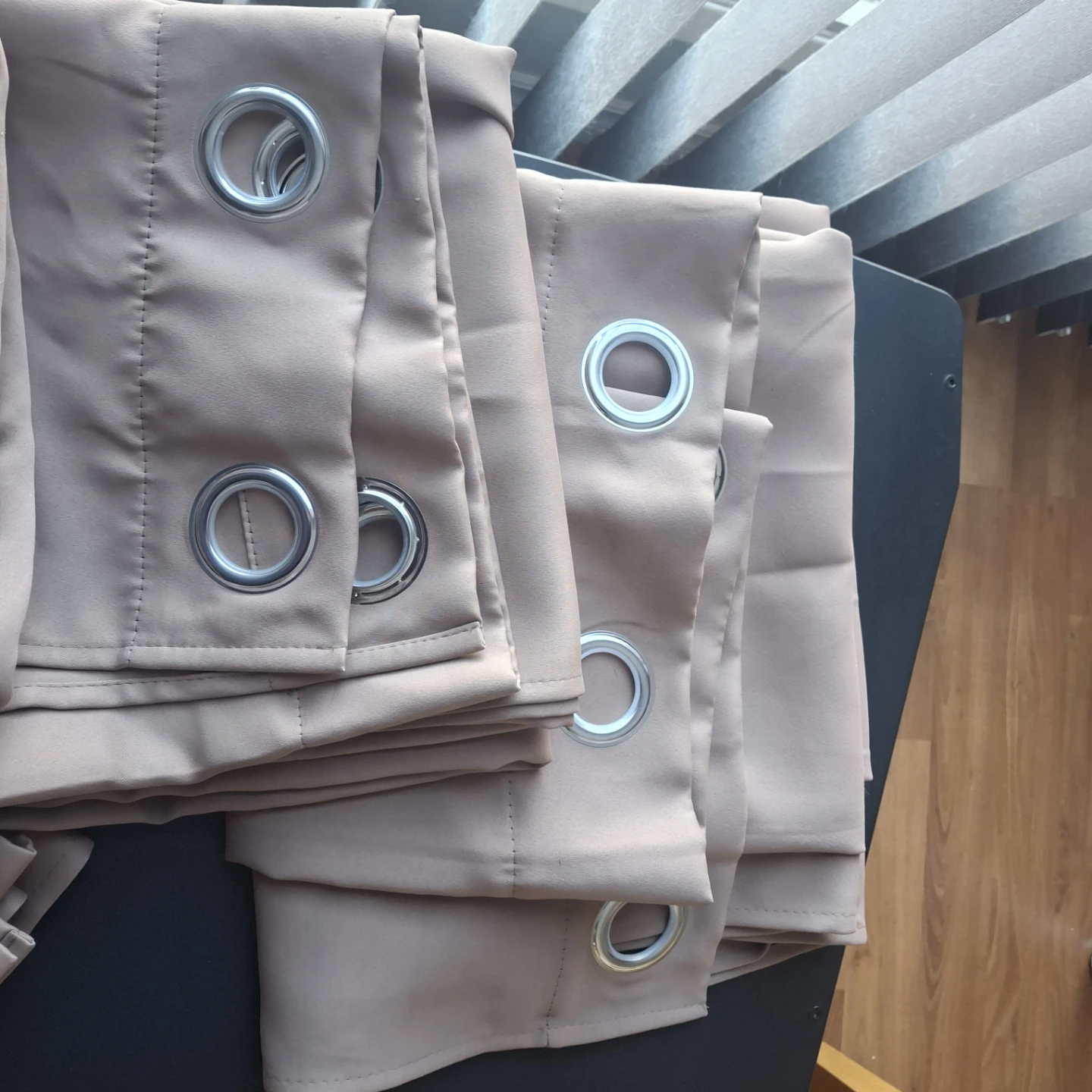Set of 6 Taupe beige Grommet Curtains $38 per pair