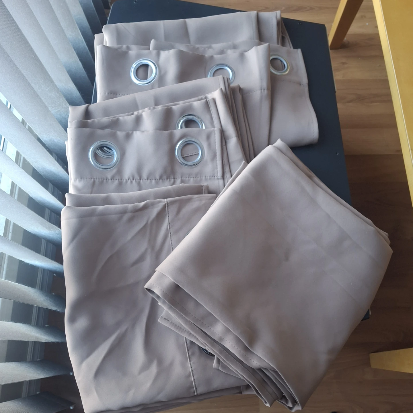 Set of 6 Taupe beige Grommet Curtains $38 per pair - photo 2