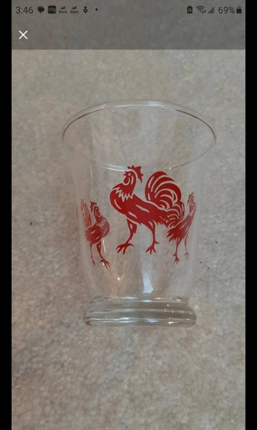Vintage Rooster Design Glass Cups