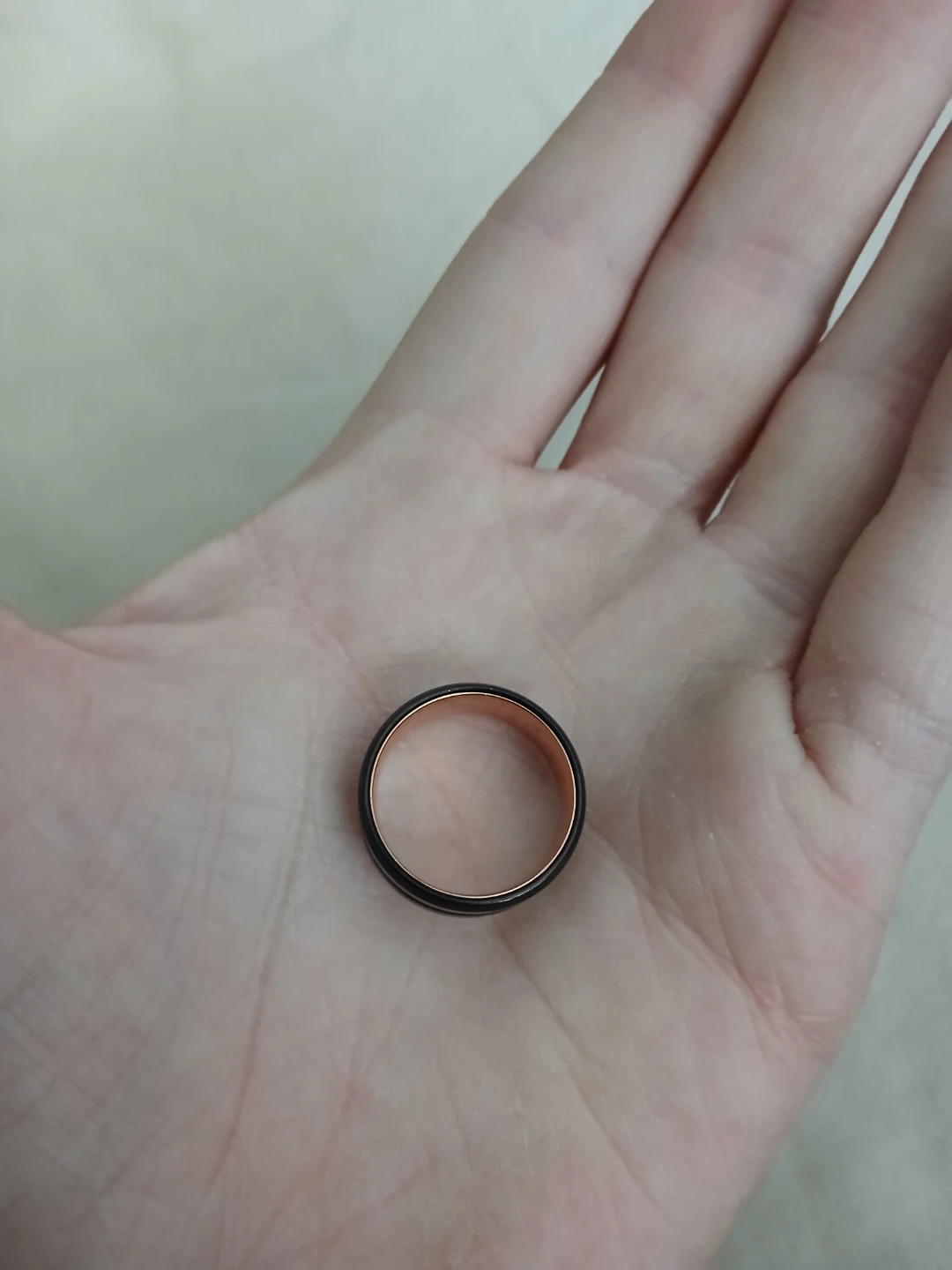 304 Stainless Steel Matt Black And Rose Gold Coloured Ring - photo 3