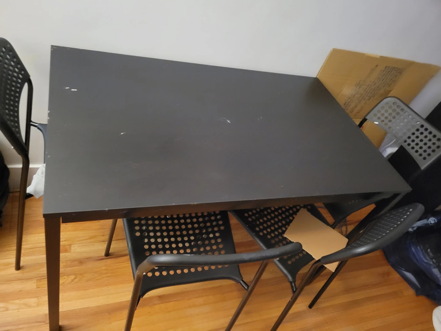 Black Dining Table Set with 4 Chairs