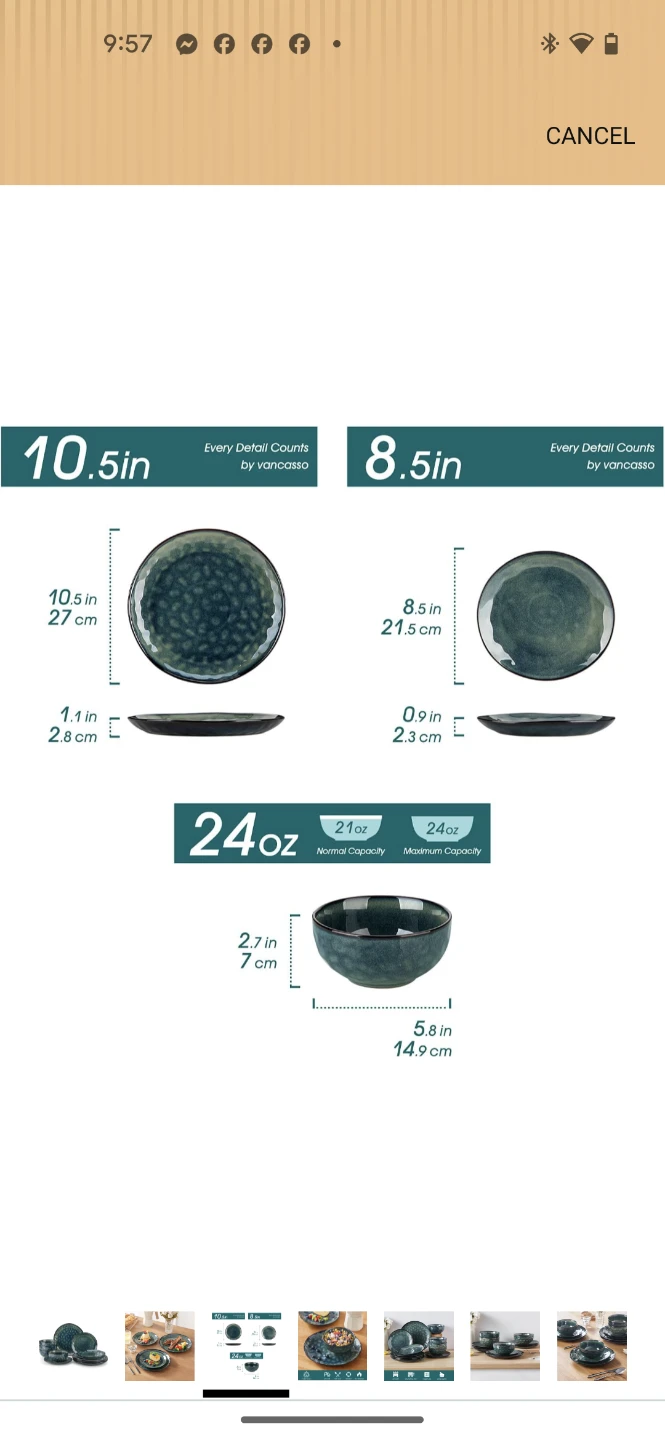 Vancasso Starry Dinnerware Set - 12 Pieces, Stoneware, Green - photo 3