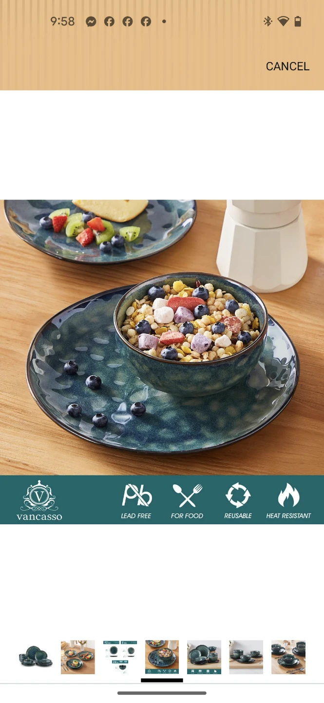 Vancasso Starry Dinnerware Set - 12 Pieces, Stoneware, Green - photo 4