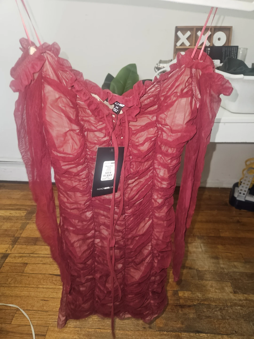 Fashion Nova Ruched Mesh Dress