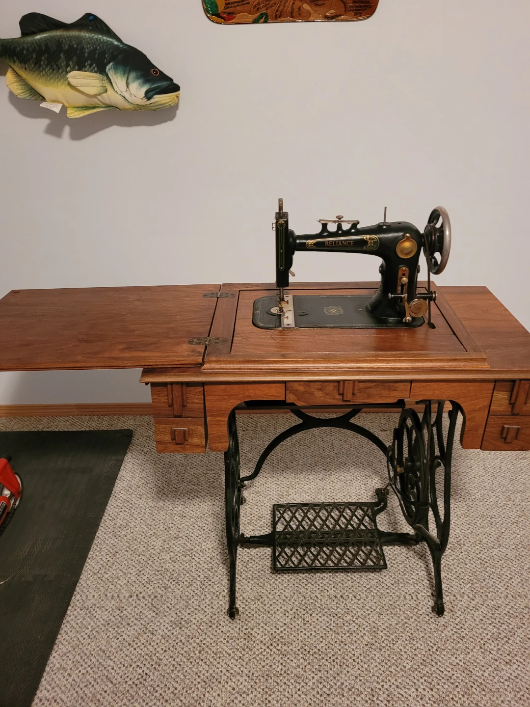 Reliance Vintage Treadle Sewing Machine with Cabinet