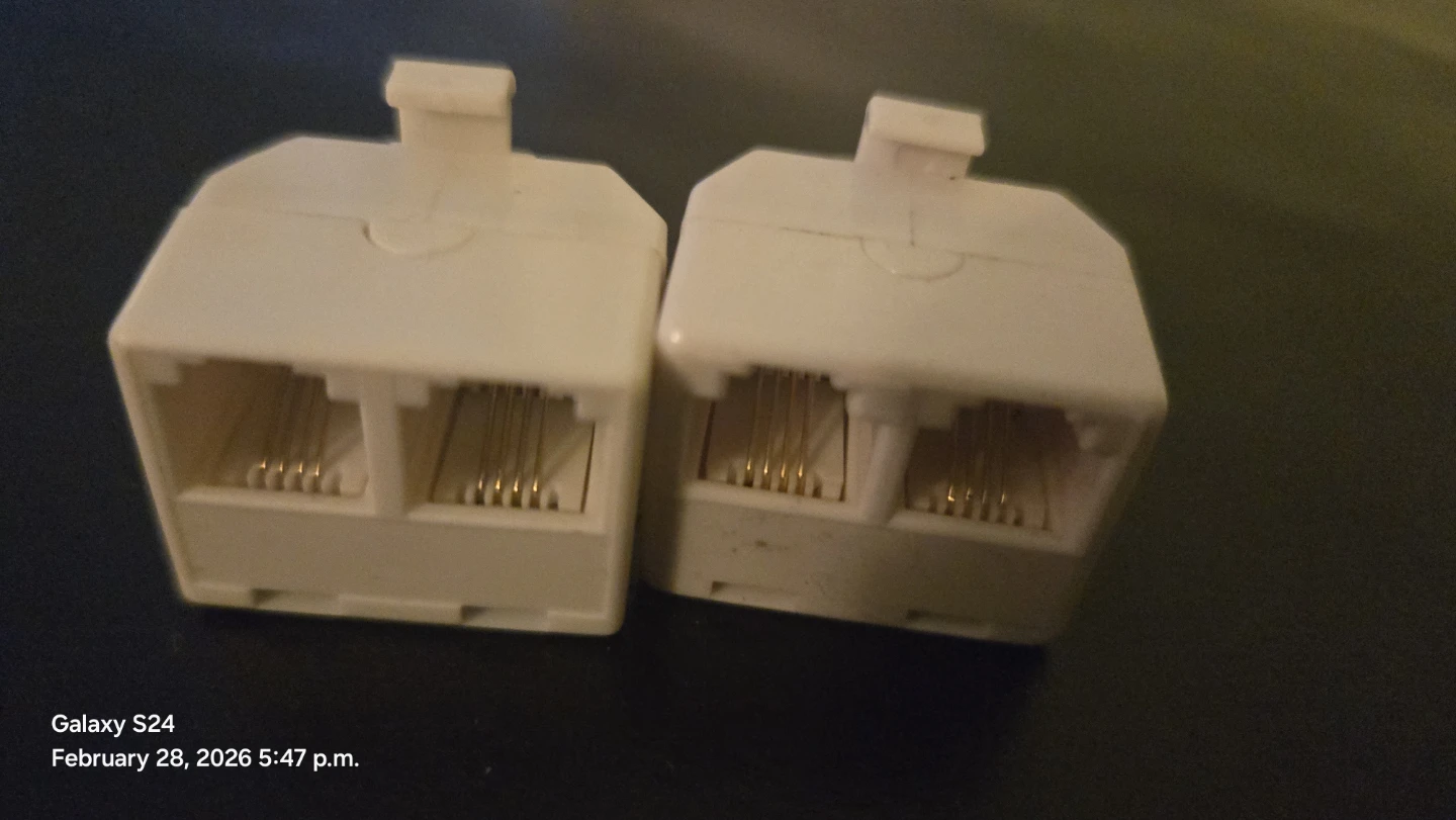 White RJ11 Phone Line Splitter Adapter (2 Pack)