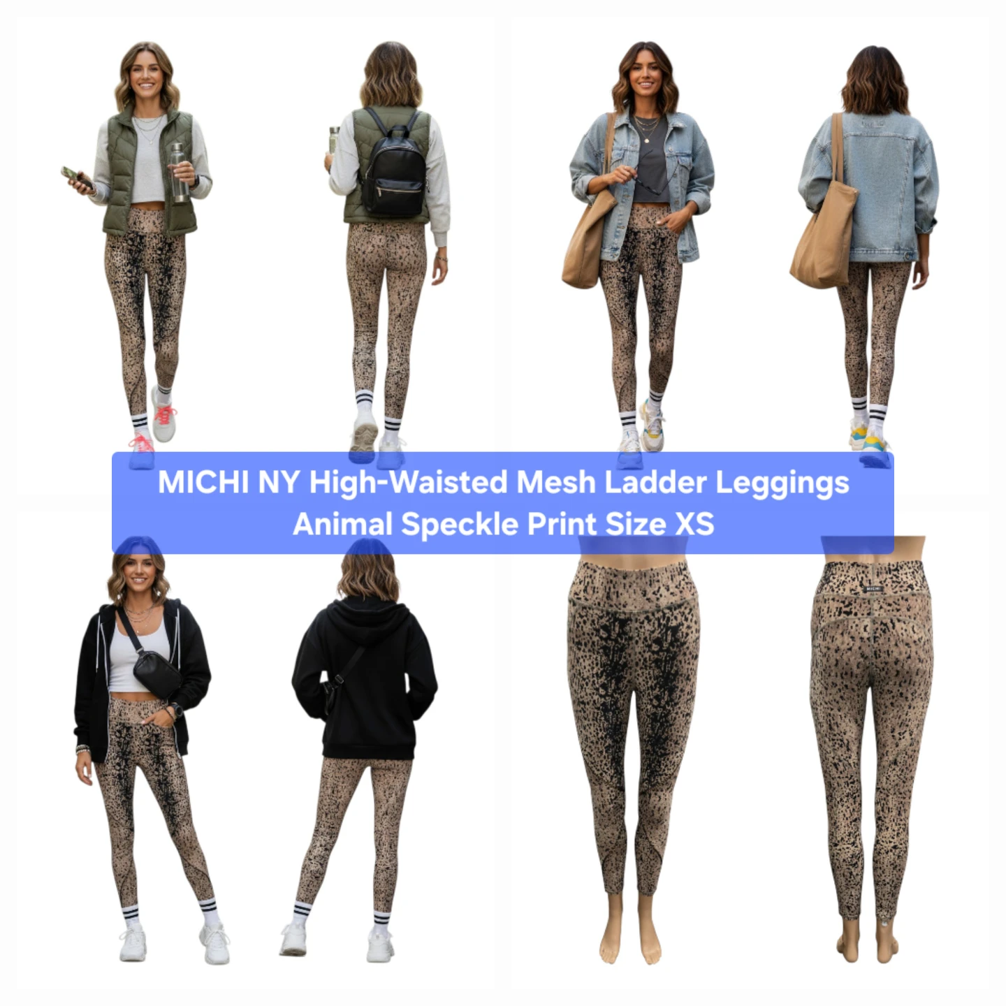 MICHI High-Waisted Mesh Ladder Leggings Animal Print Size XS 🏆