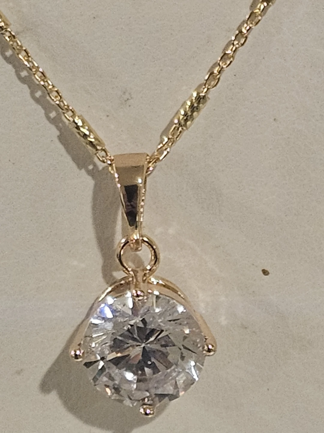 Gold Tone Necklace with CZ Pendant. - photo 2