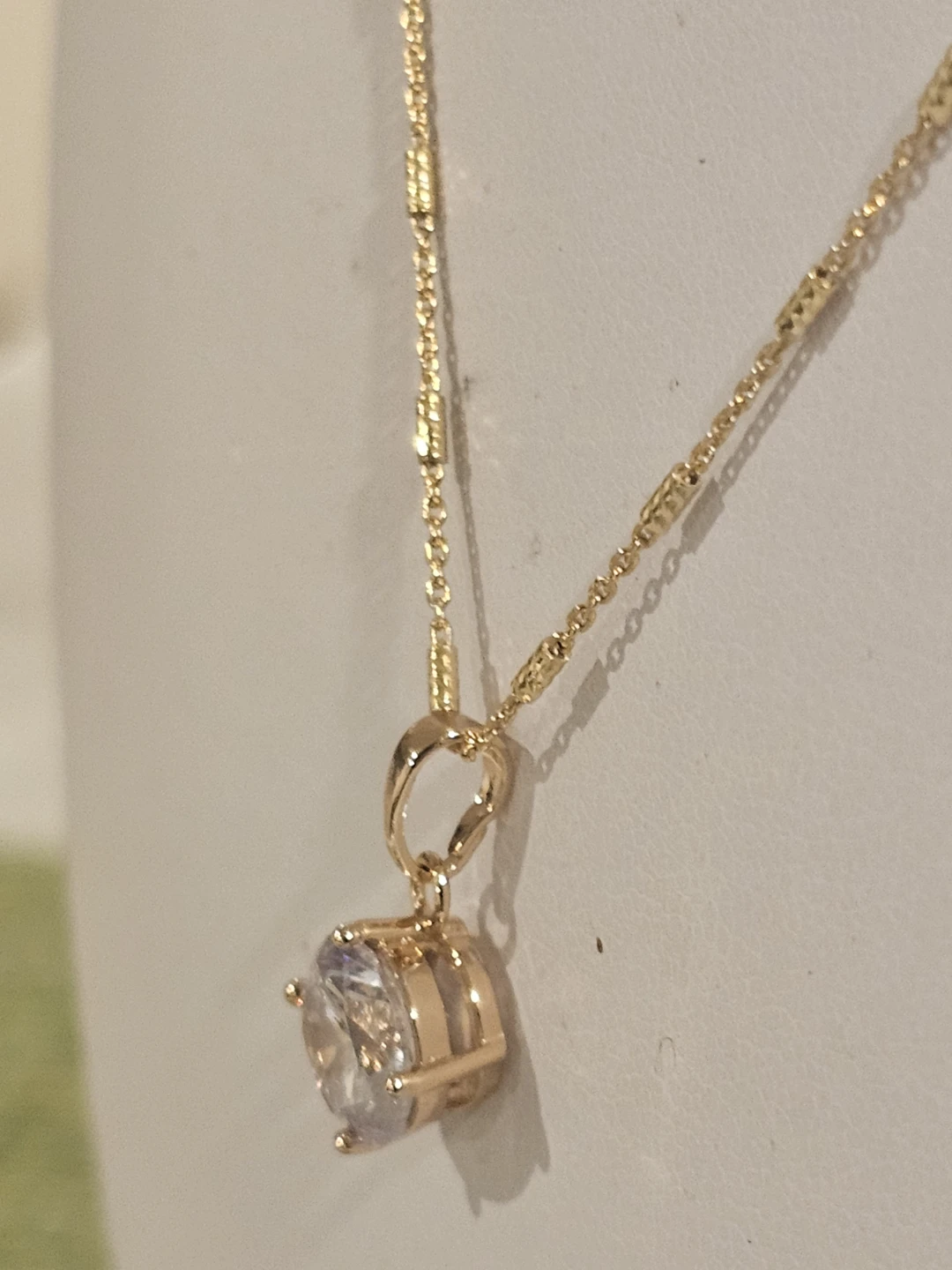 Gold Tone Necklace with CZ Pendant. - photo 3