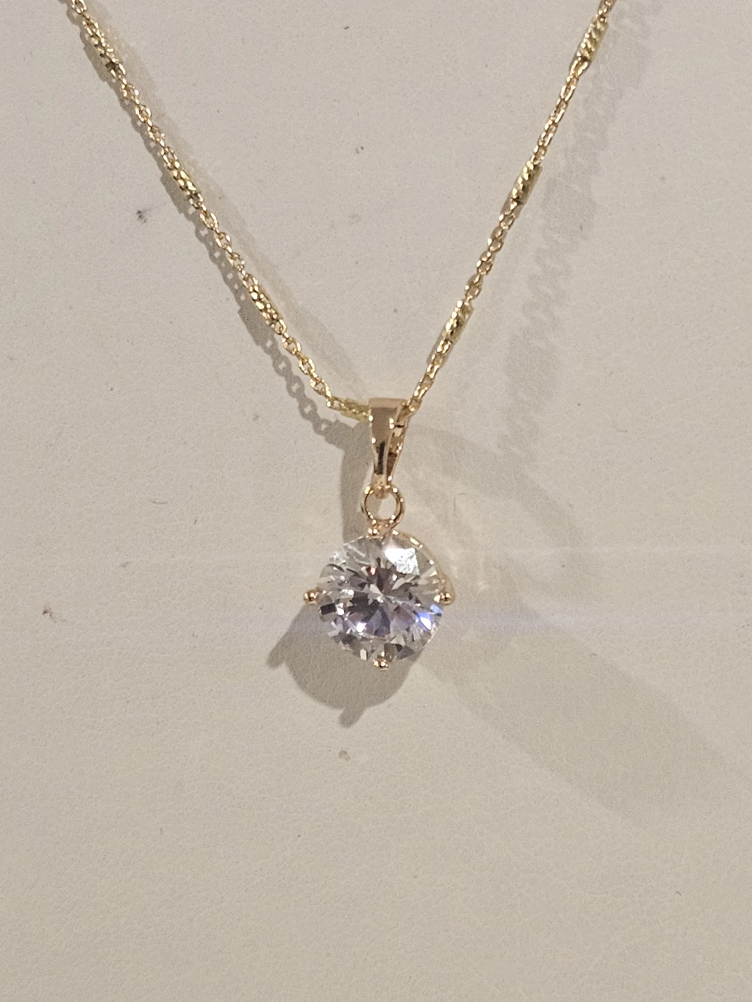 Gold Tone Necklace with CZ Pendant. - photo 4
