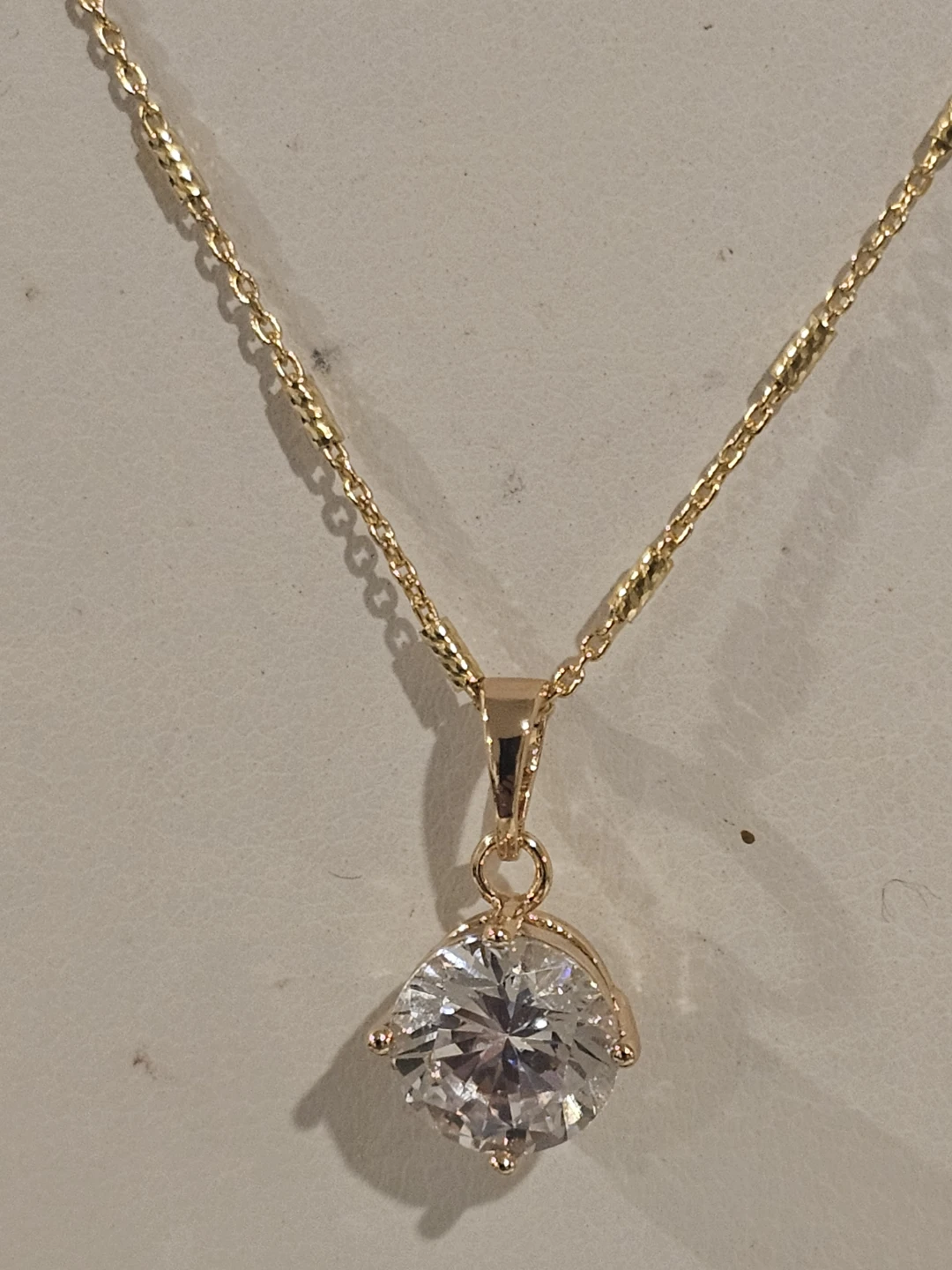 Gold Tone Necklace with CZ Pendant. - photo 5