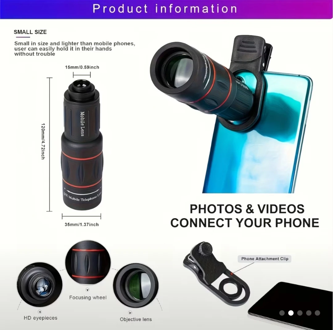 Brand New Mobile Lens 18x25 HD Telephoto Lens. Universal Fit
