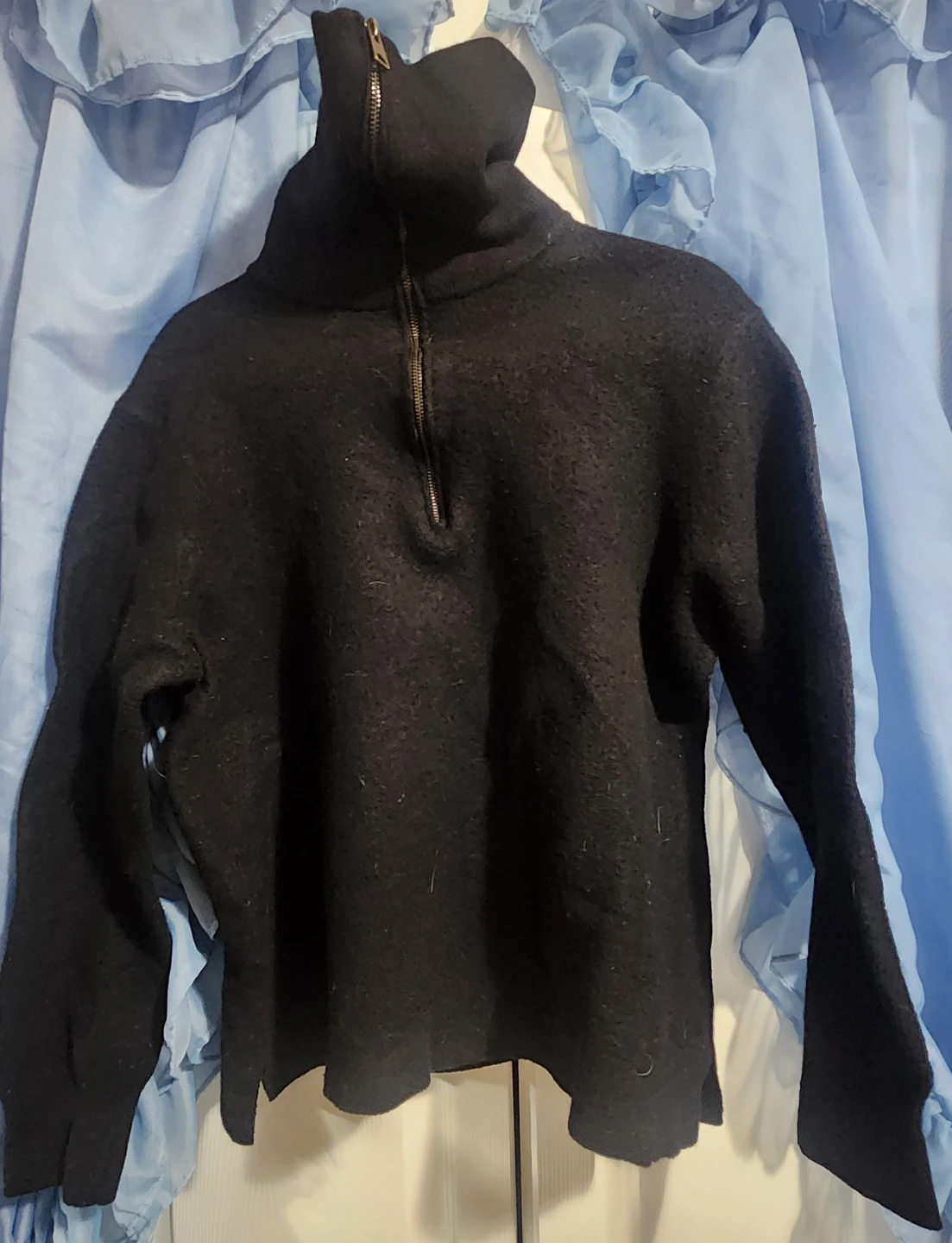 AllSaints Black Wool Zip Funnel Sweater - Medium