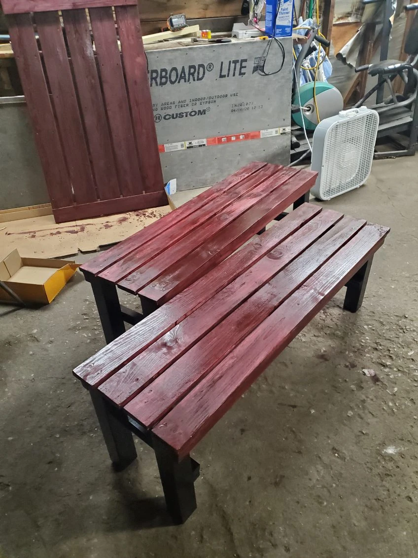 Wooden Picnic Table and Benches Set - Red