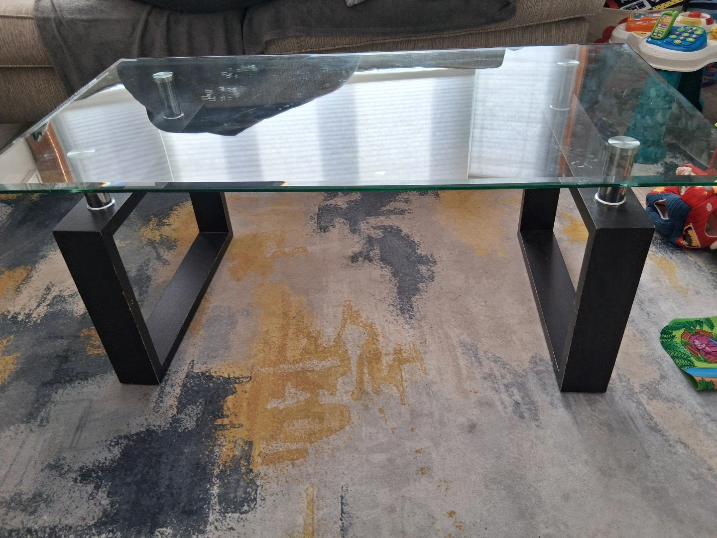 Glass Coffee Table with Black Base