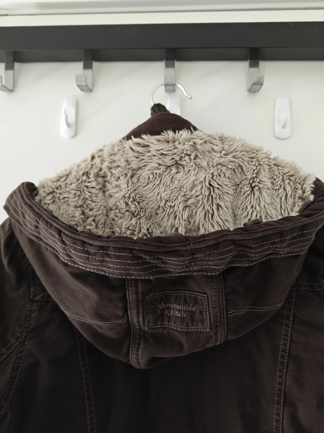 Abercrombie & Fitch Brown Toggle Jacket with Plaid Lining - photo 5