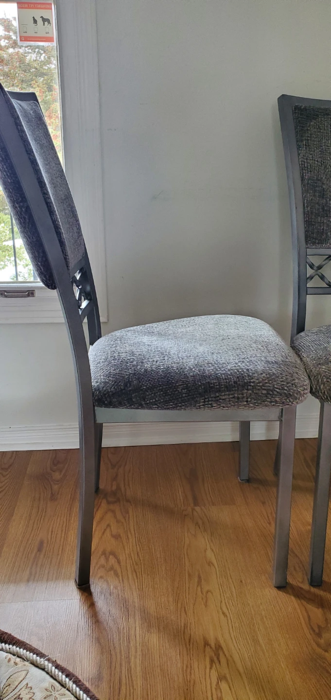 Set of 2 Grey Upholstered Dining Chairs