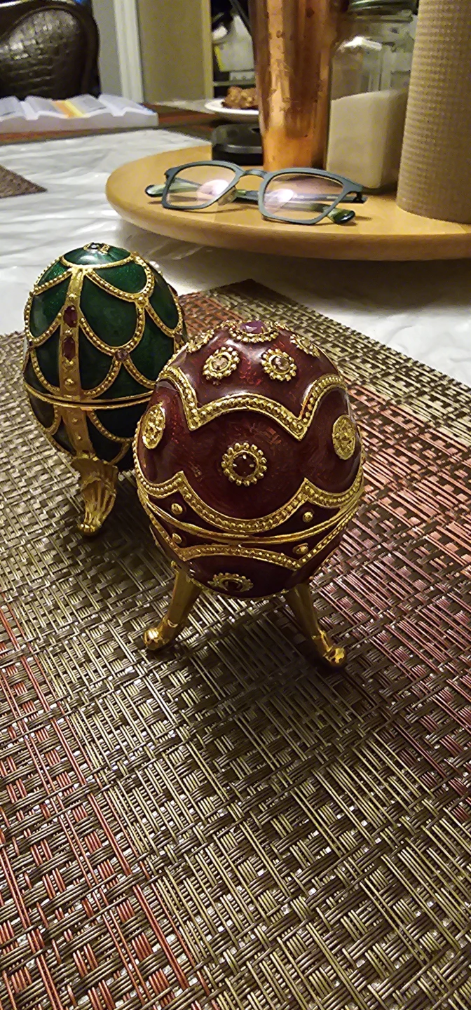 Decorative Egg Trinket Boxes Set