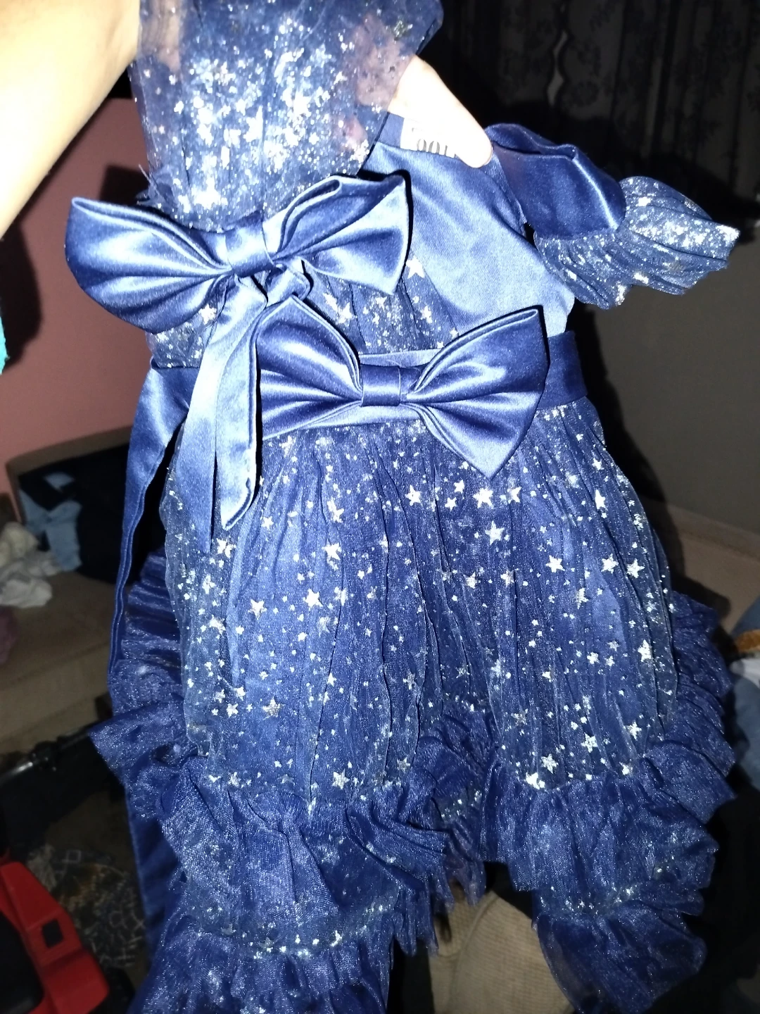 Sparkly Blue Tulle Dress with Bows 🏆