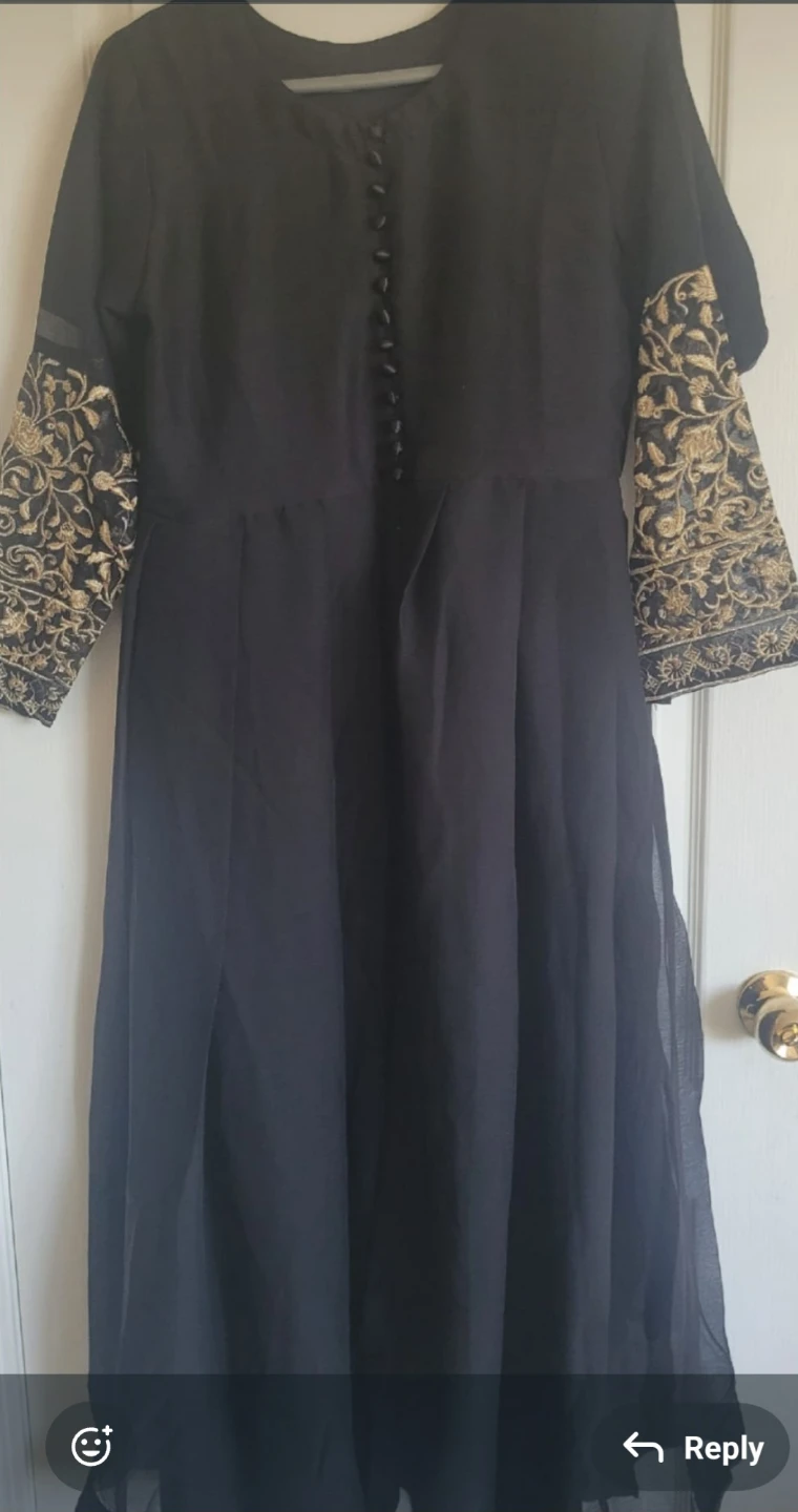 Black Embroidered Dress with Pants