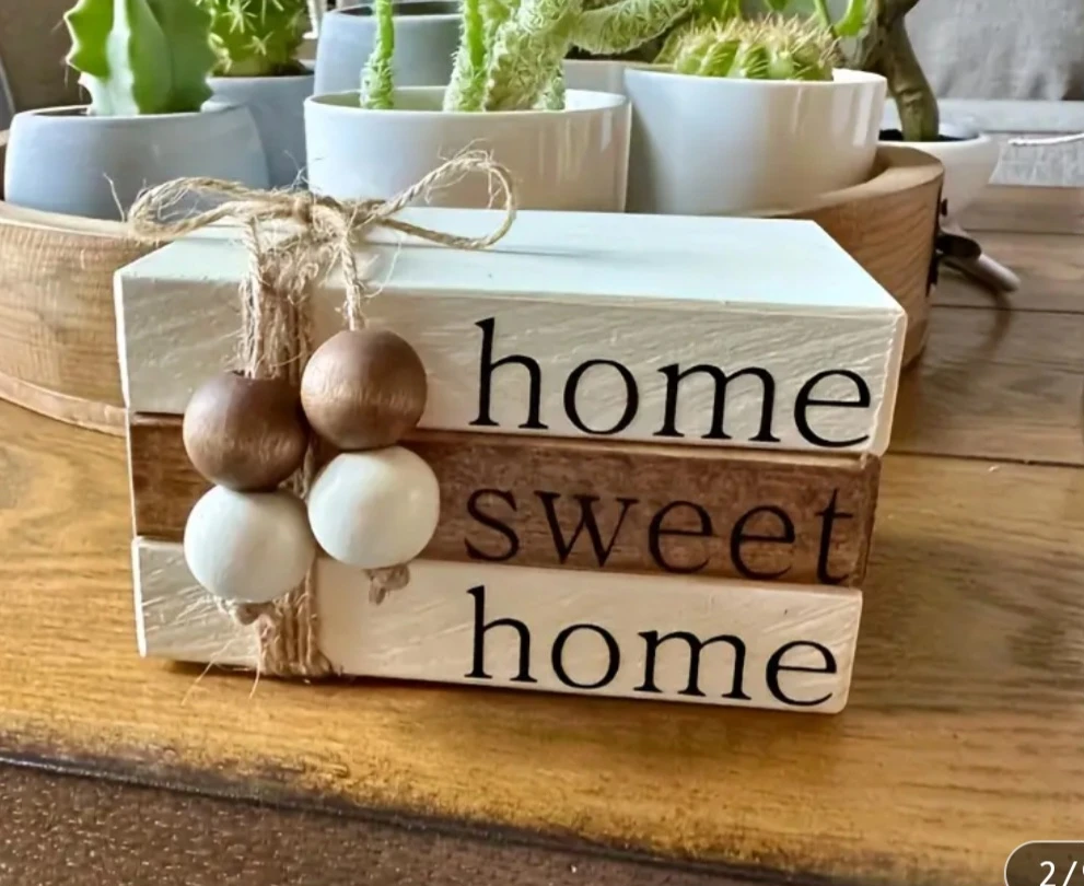 Decorative "home sweet home" book stack