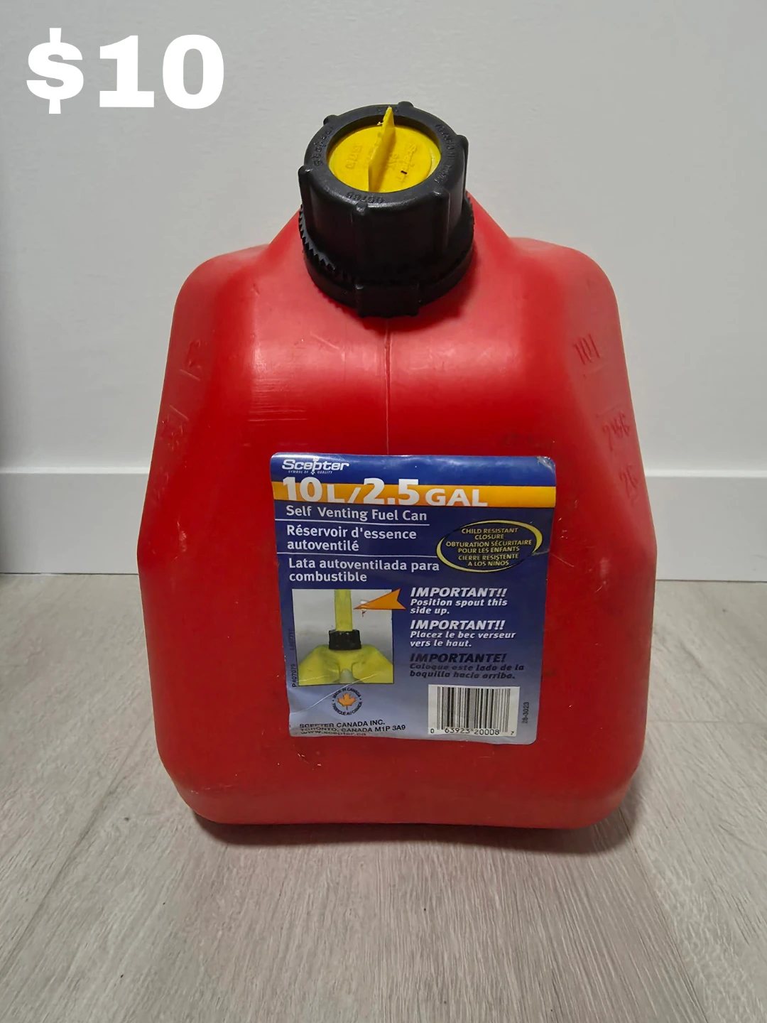 Scepter 10L (2.5 Gallon) Gasoline Container