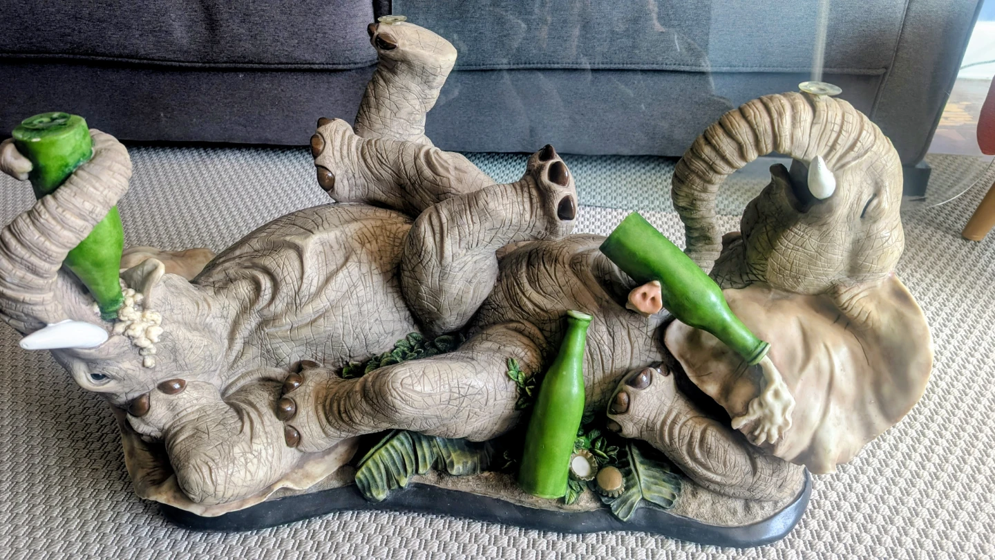 Vintage Elephant Coffee Table Base with Glass Top - photo 3