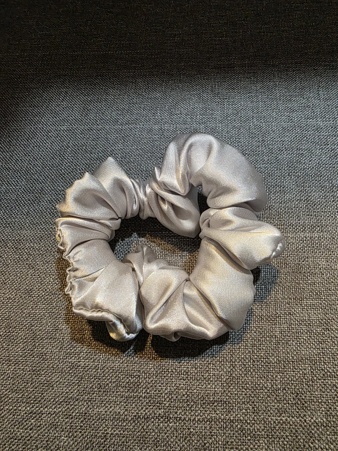 Silver Satin Scrunchie (Small)