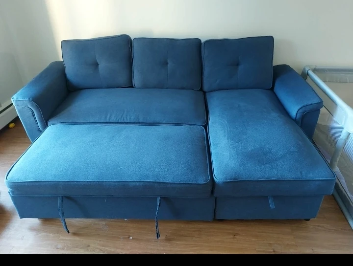 Blue Sectional Sofa Bed with Storage