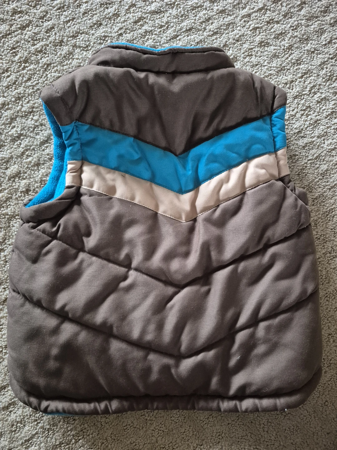 Blue and Brown Puffer Vest with Penguin Zipper Pull - photo 3
