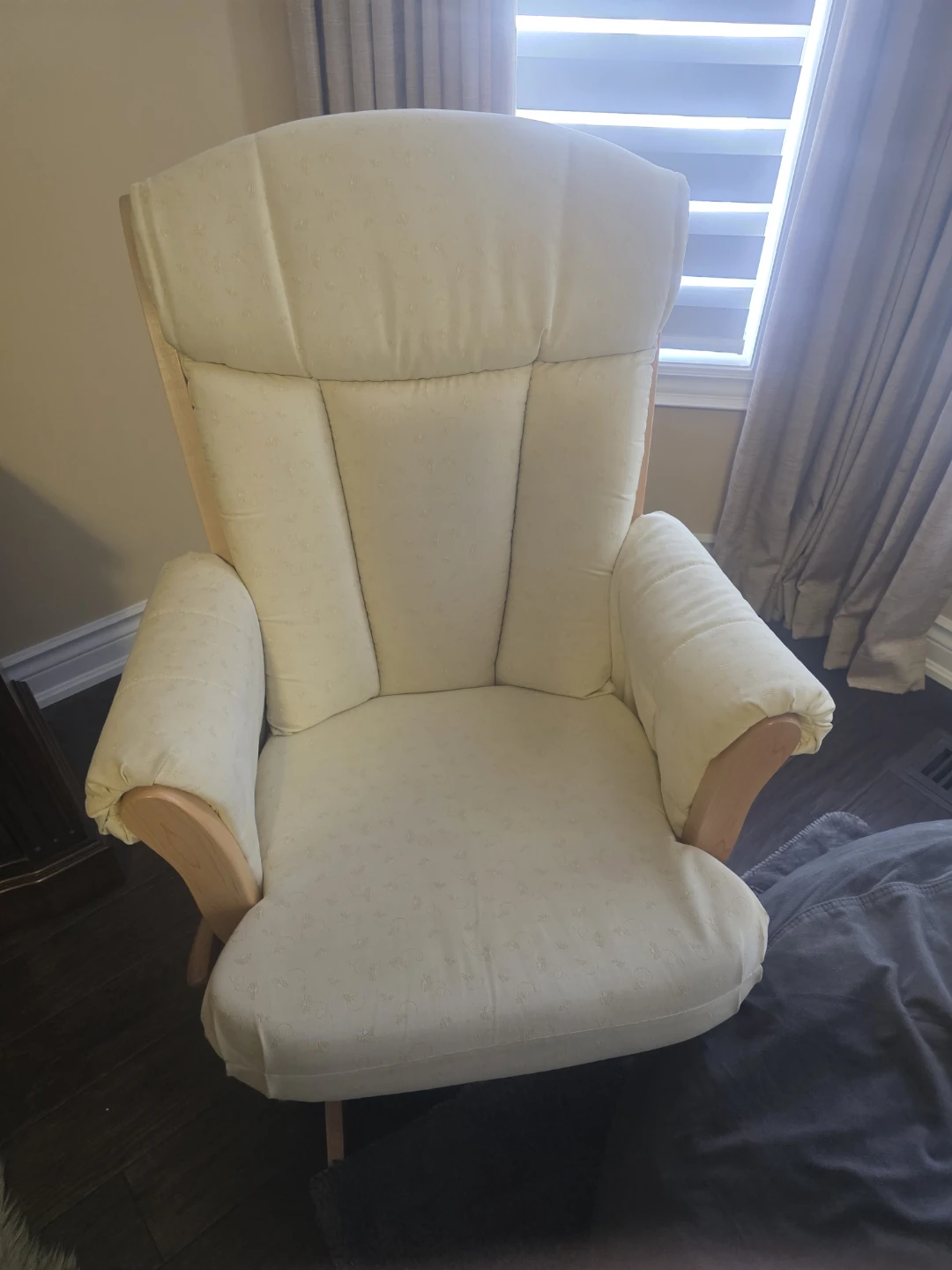 Cream Upholstered Glider Chair