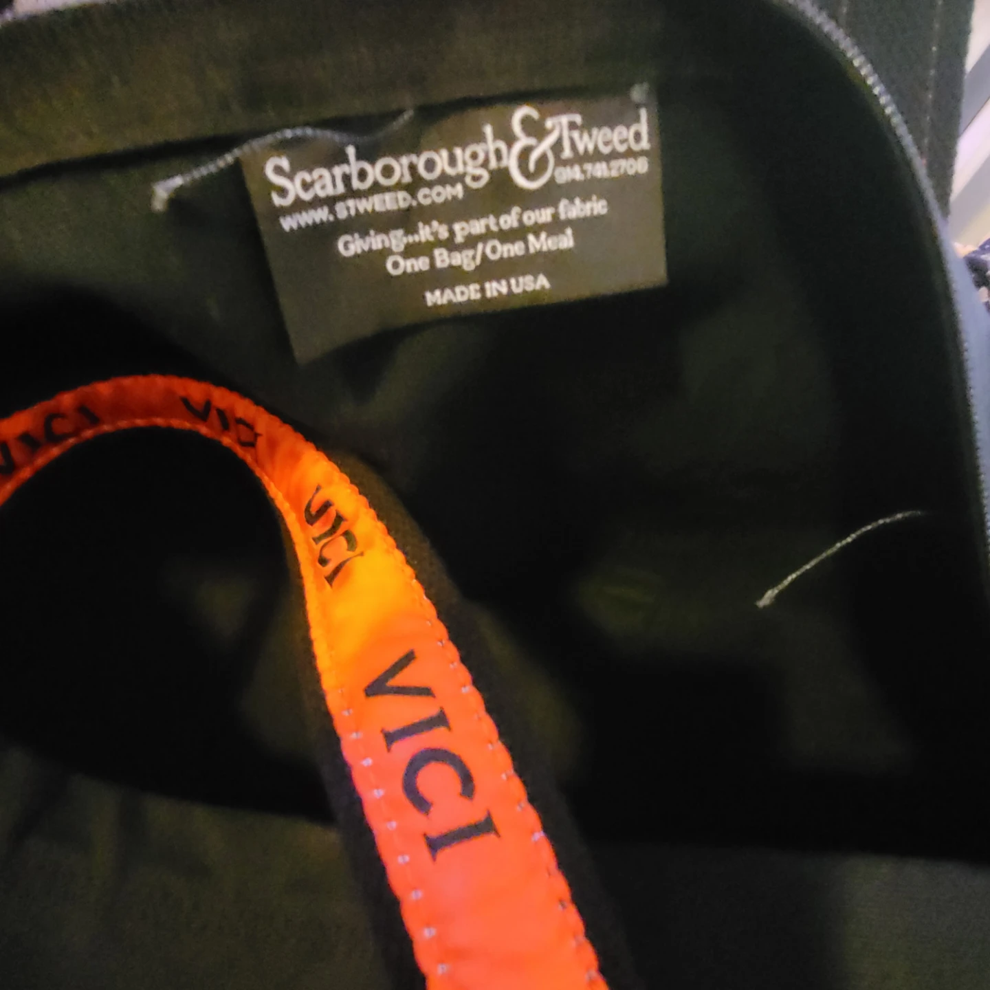 Scarborough & Tweed Black Duffle Bag with Orange VICI Logo