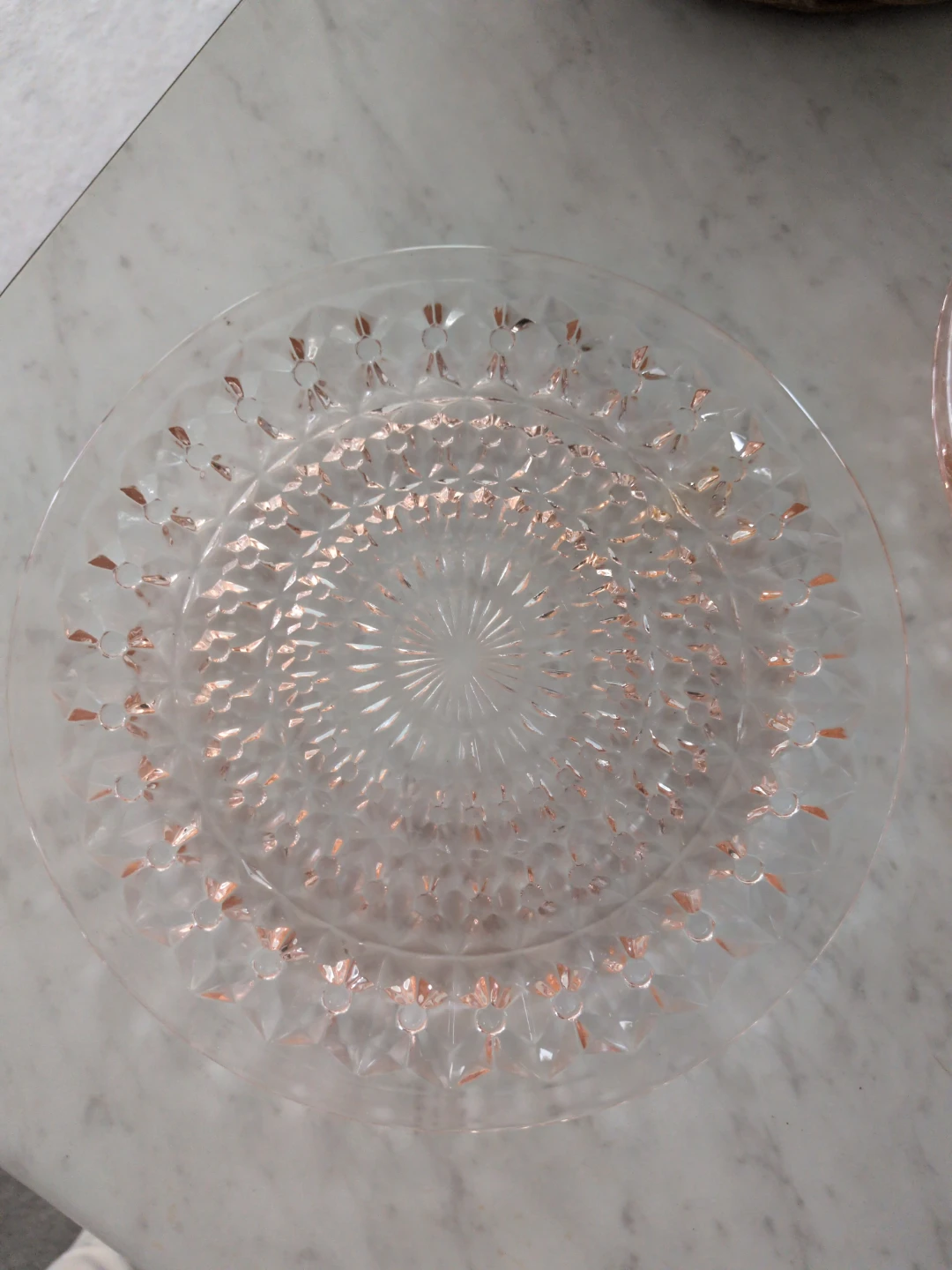 Set of 3 Pink Glass Dessert Plates