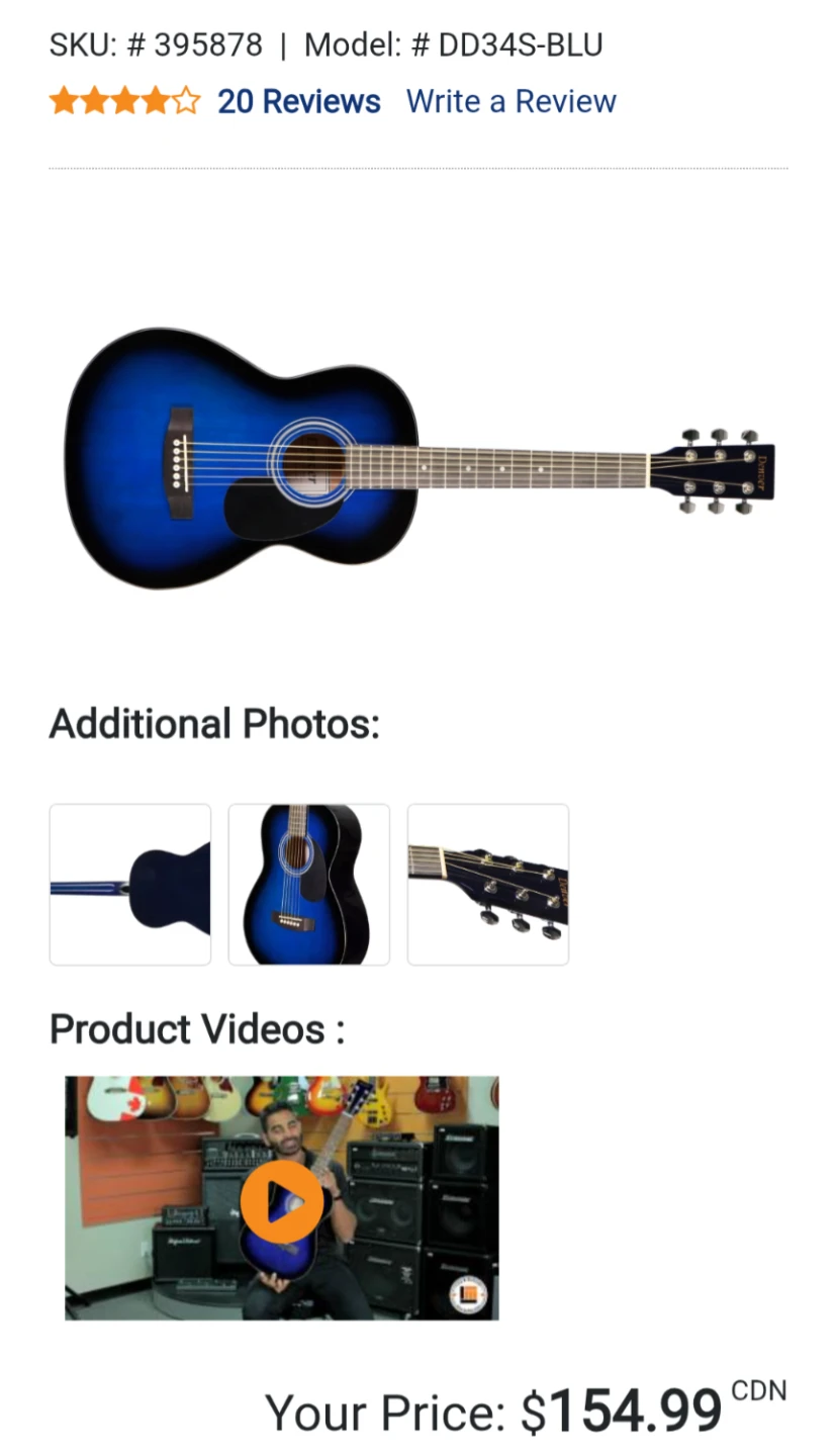 Blue Denver 3/4 Scale Acoustic Guitar w/Snark Tuner - photo 3