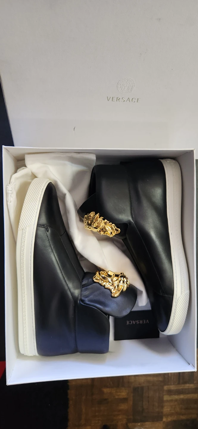 Versace Black Leather Medusa Wedge Sneakers - photo 3