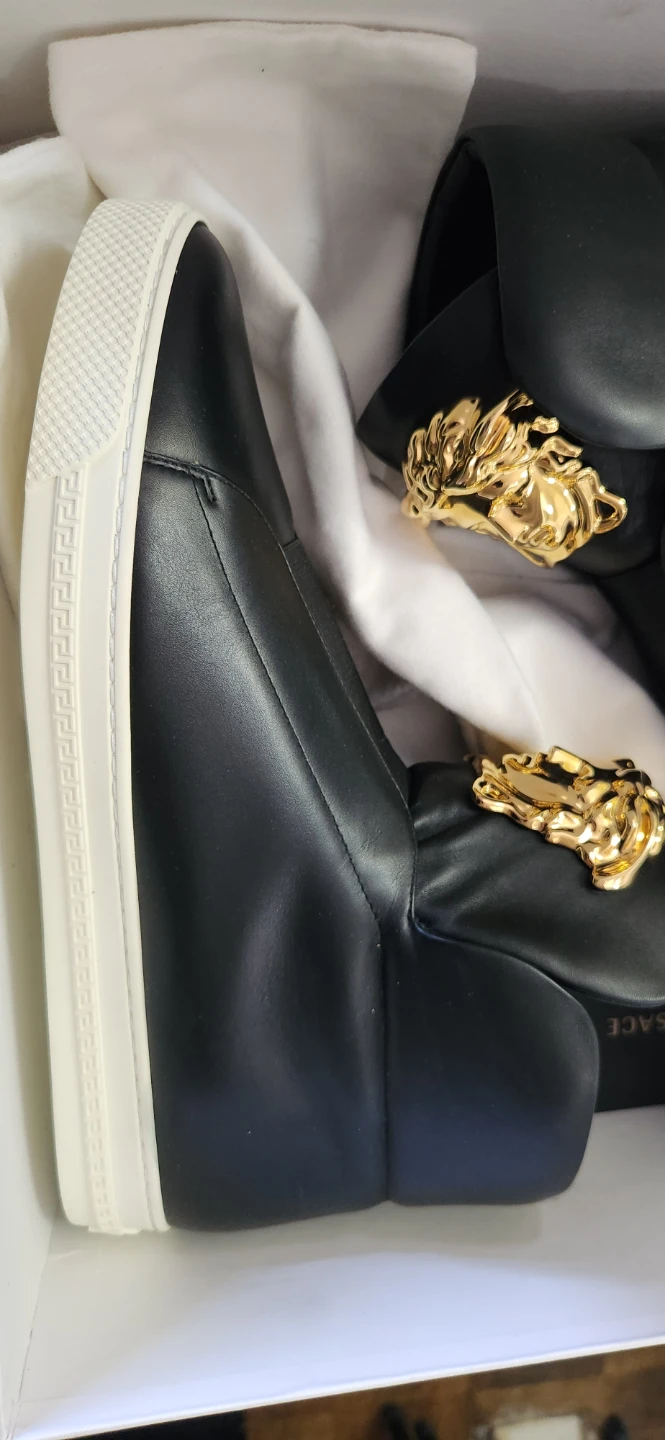 Versace Black Leather Medusa Wedge Sneakers - photo 4