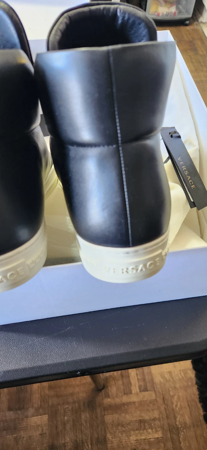 Versace Black Leather Medusa Wedge Sneakers - photo 5