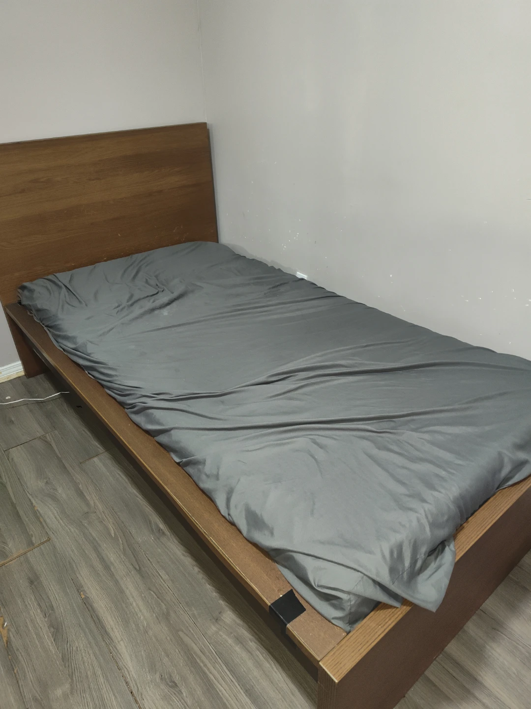 Wooden Bed Frame with Slatted Base and mattress