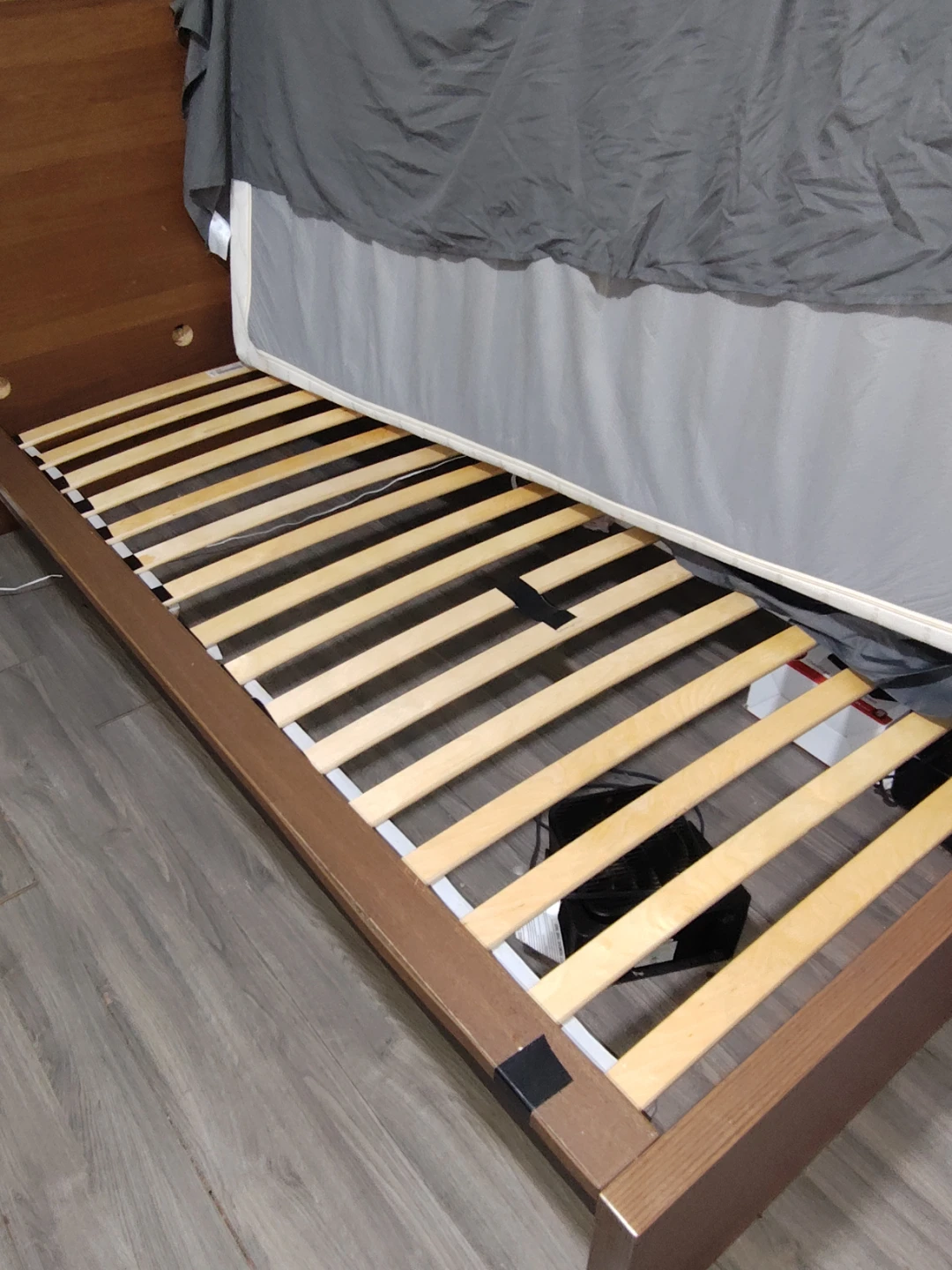 Wooden Bed Frame with Slatted Base and mattress - photo 2