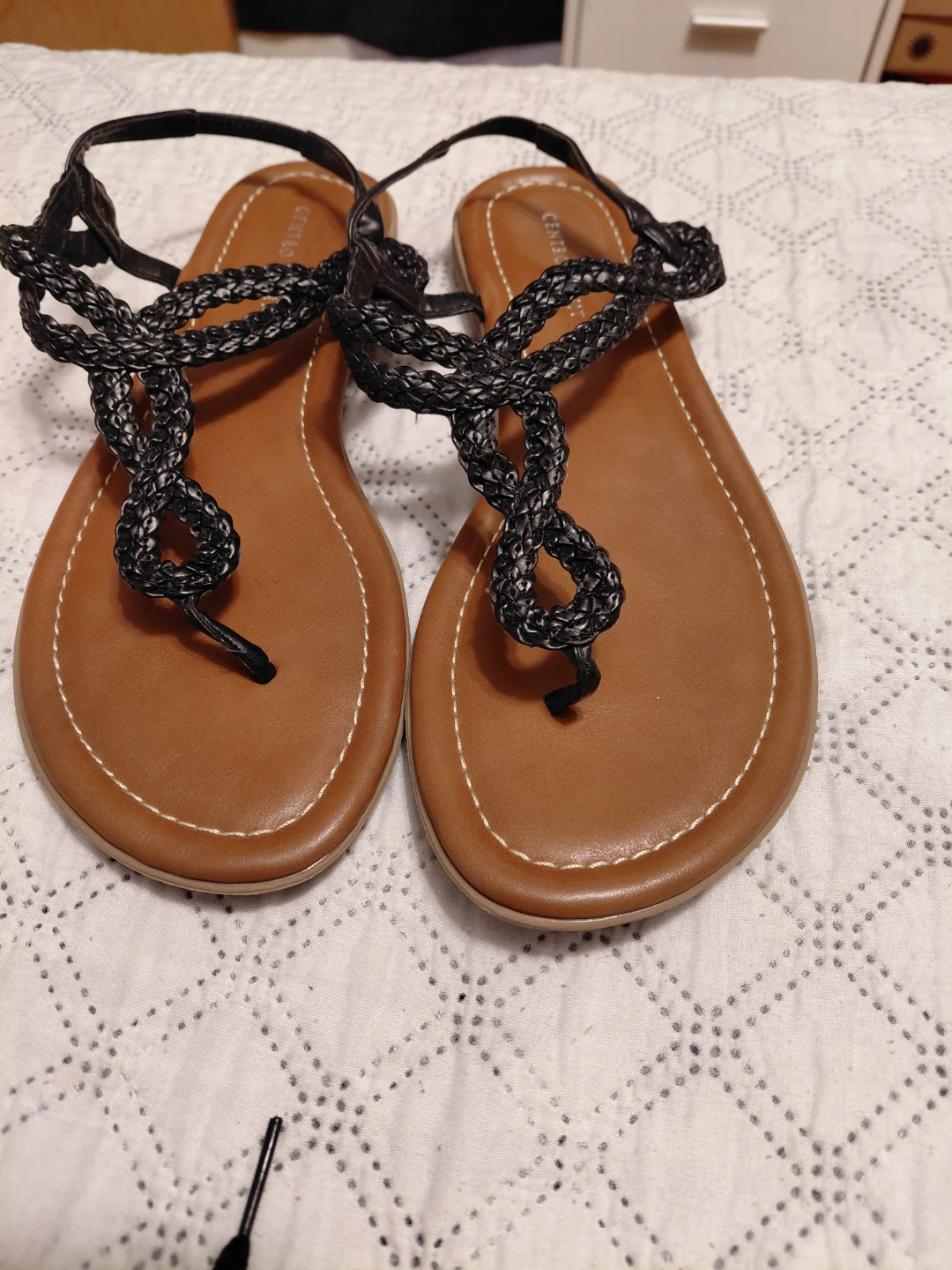 Brown & Black Braided Strap Sandals