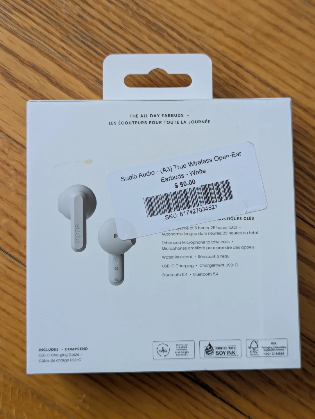 Sudio A3 True Wireless Open-Ear Earbuds - White - photo 3