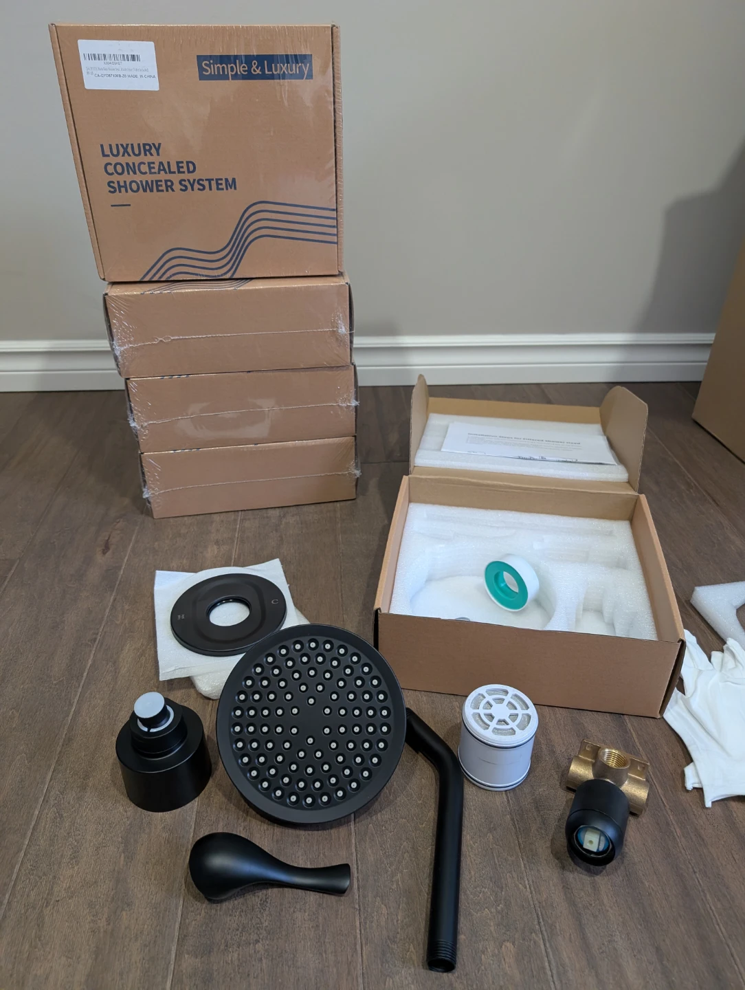 Brand New Sealed Matte Black Rainfall Shower Kit For Sale - photo 2