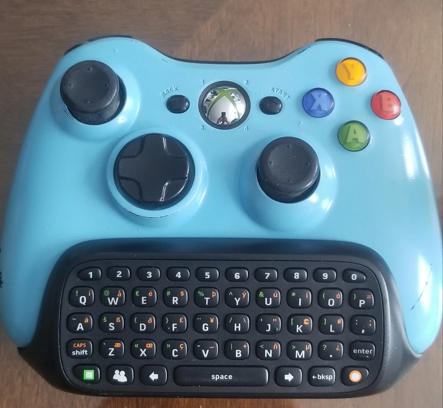 Custom Blue Spraypaint Xbox 360 Wireless Controller w/chat pad